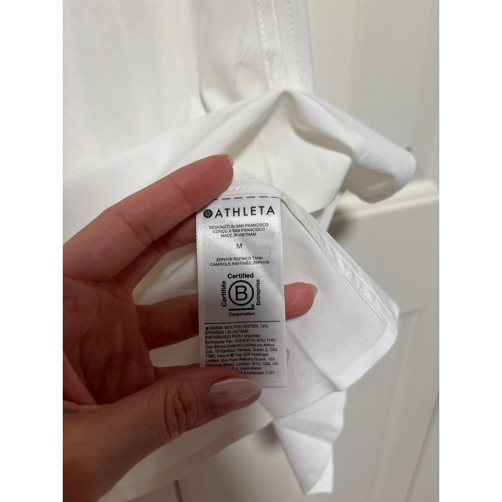 Athleta Women's Zephyr Refined Tank White Stretch Sleeveless Top M - Picture 6 of 7